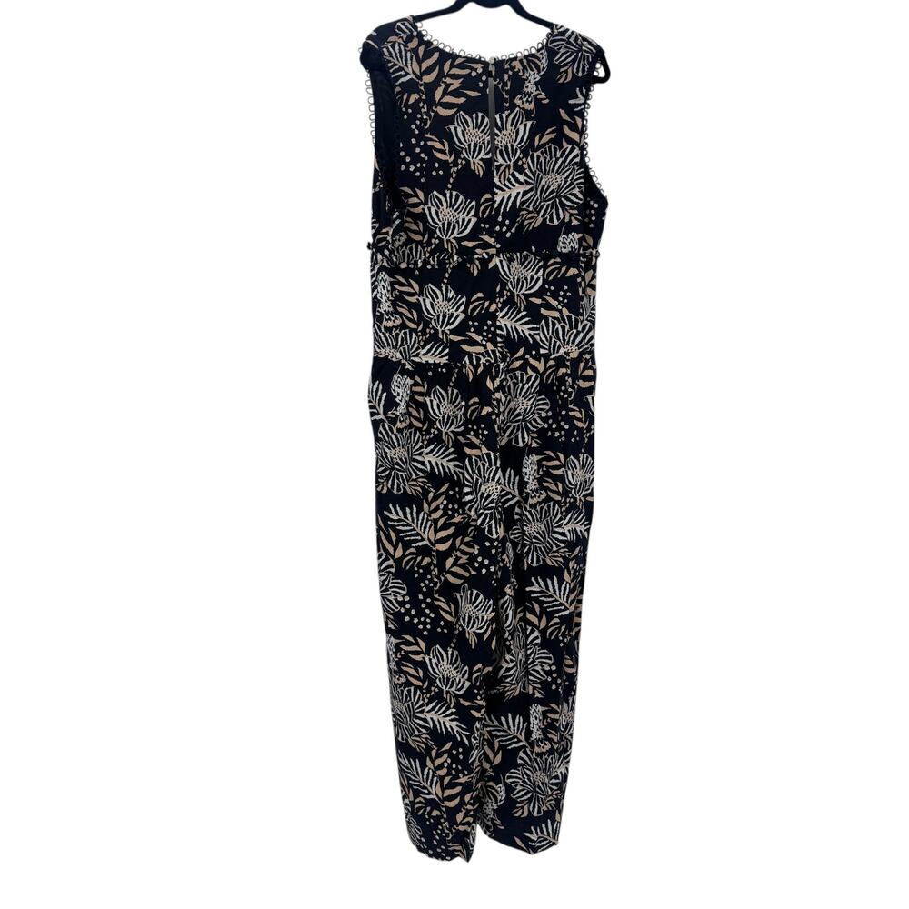Farm Rio Anthropologie Printed V-Neck Jumpsuit Wide Leg Floral Birds Size L NWT - Picture 6 of 10